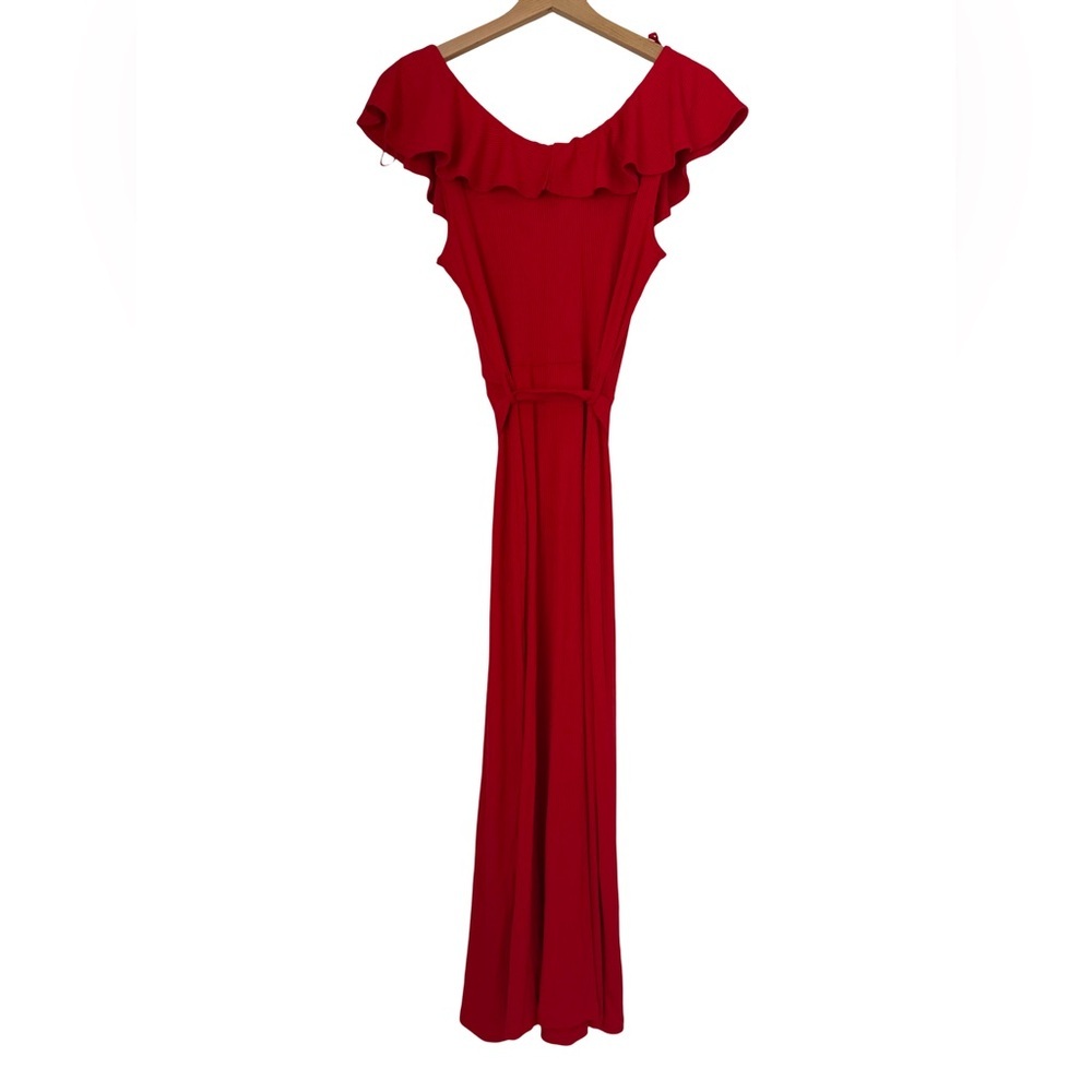 & OTHER STORIES Ruffle Neck Midi Red Dress Size M - Picture 8 of 8